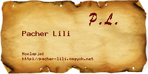 Pacher Lili névjegykártya